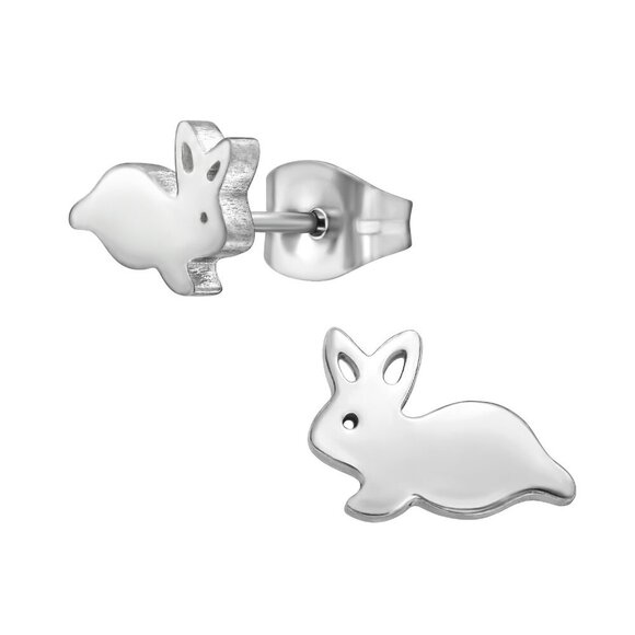 Stainless Steel Bunny Ear Studs – Waterproof & Cute - Picture 1 of 4